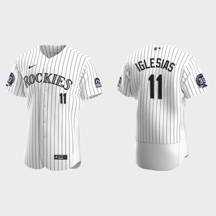 Jose Iglesias Colorado Rockies 30th Anniversary Authentic Jersey – White Purple