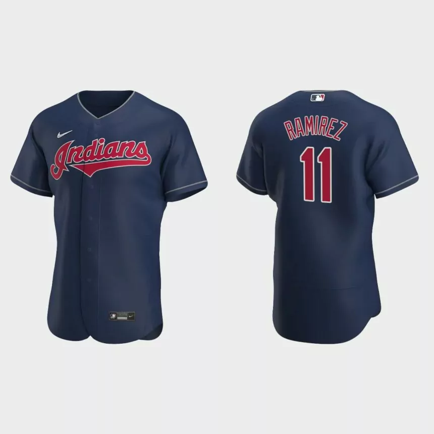 Jose Ramirez #11 Cleveland Indians Navy Authentic 2020 Alternate Jersey