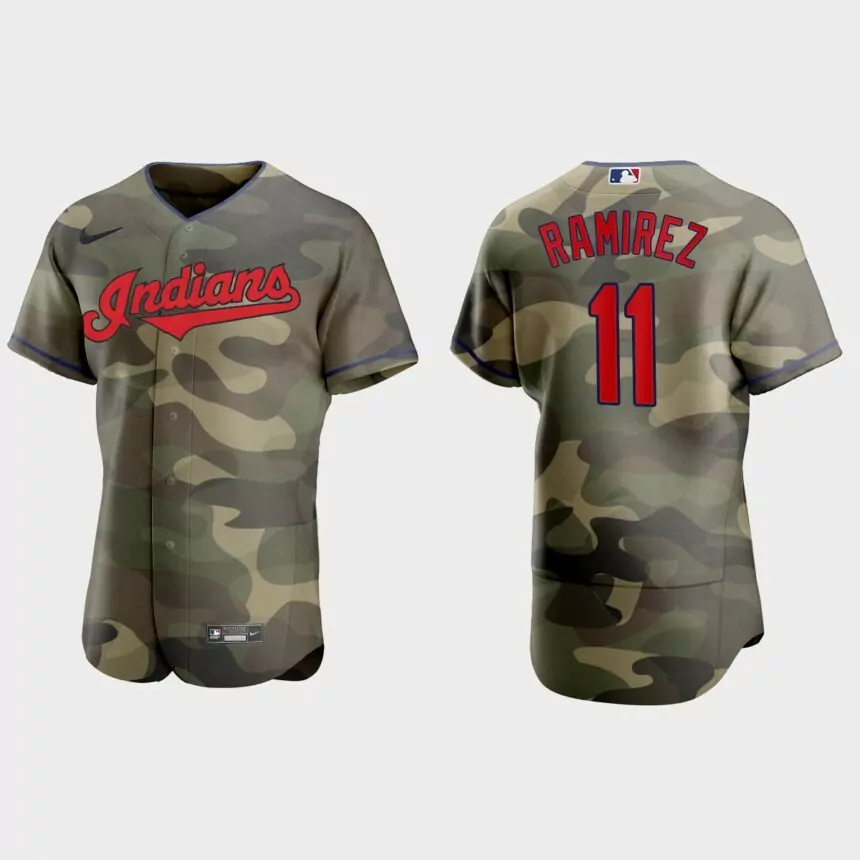 Jose Ramirez Cleveland Indians 2021 National Armed Forces Day Authentic Jersey – Camo