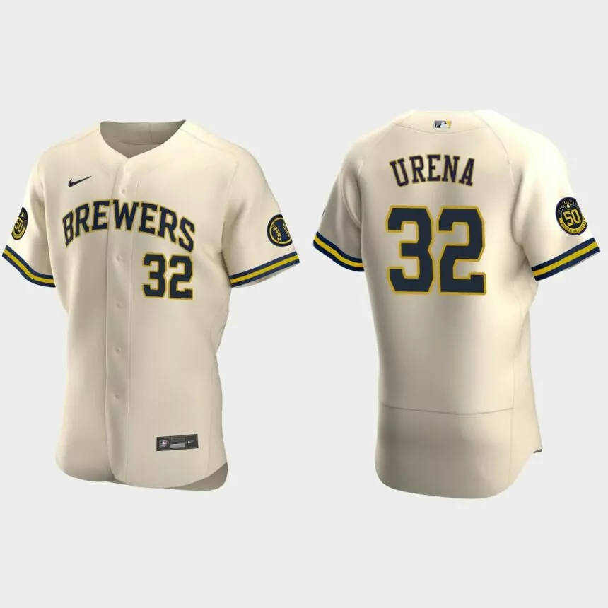 Jose Urena Milwaukee Brewers Authentic Alternate Jersey – Cream
