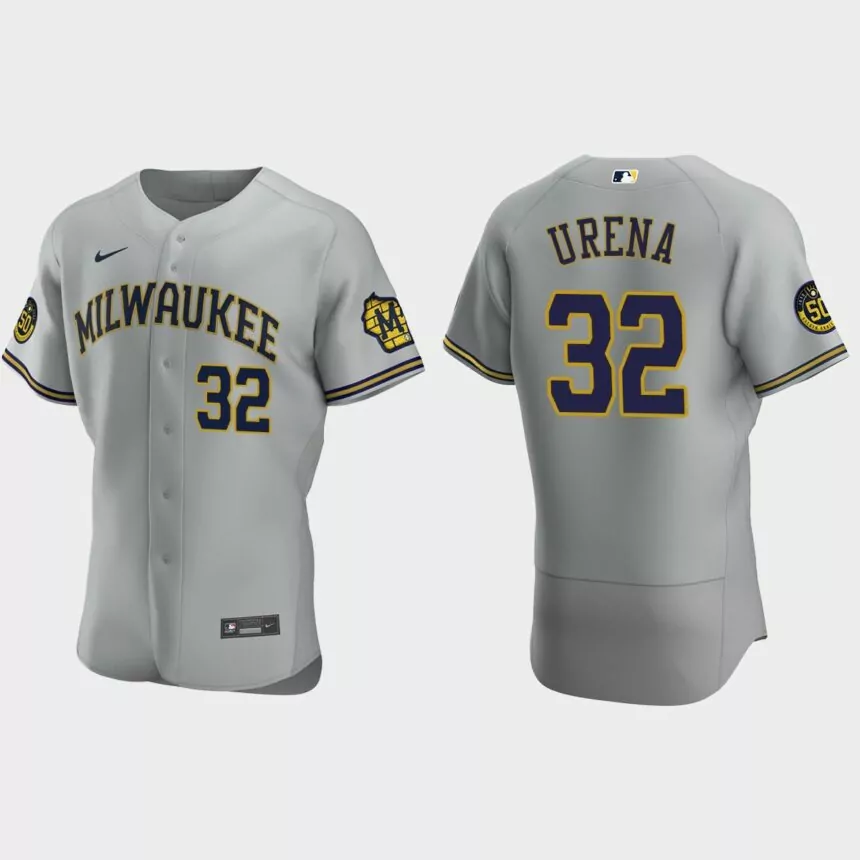 Jose Urena Milwaukee Brewers Authentic Road Jersey – Gray