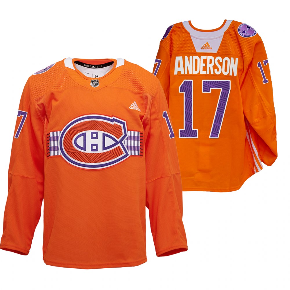 Josh Anderson Les Canadiens Indigenous Celebration Night Jersey Orange Warmup