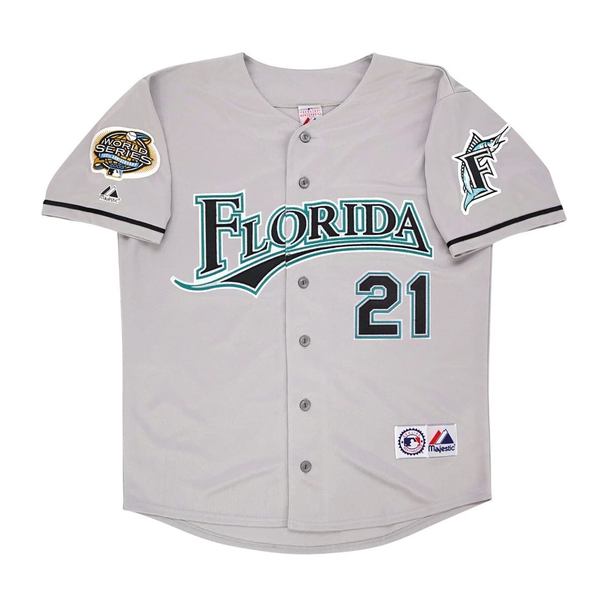 Josh Beckett 2003 Florida Marlins World Series Men's Grey Road Jersey