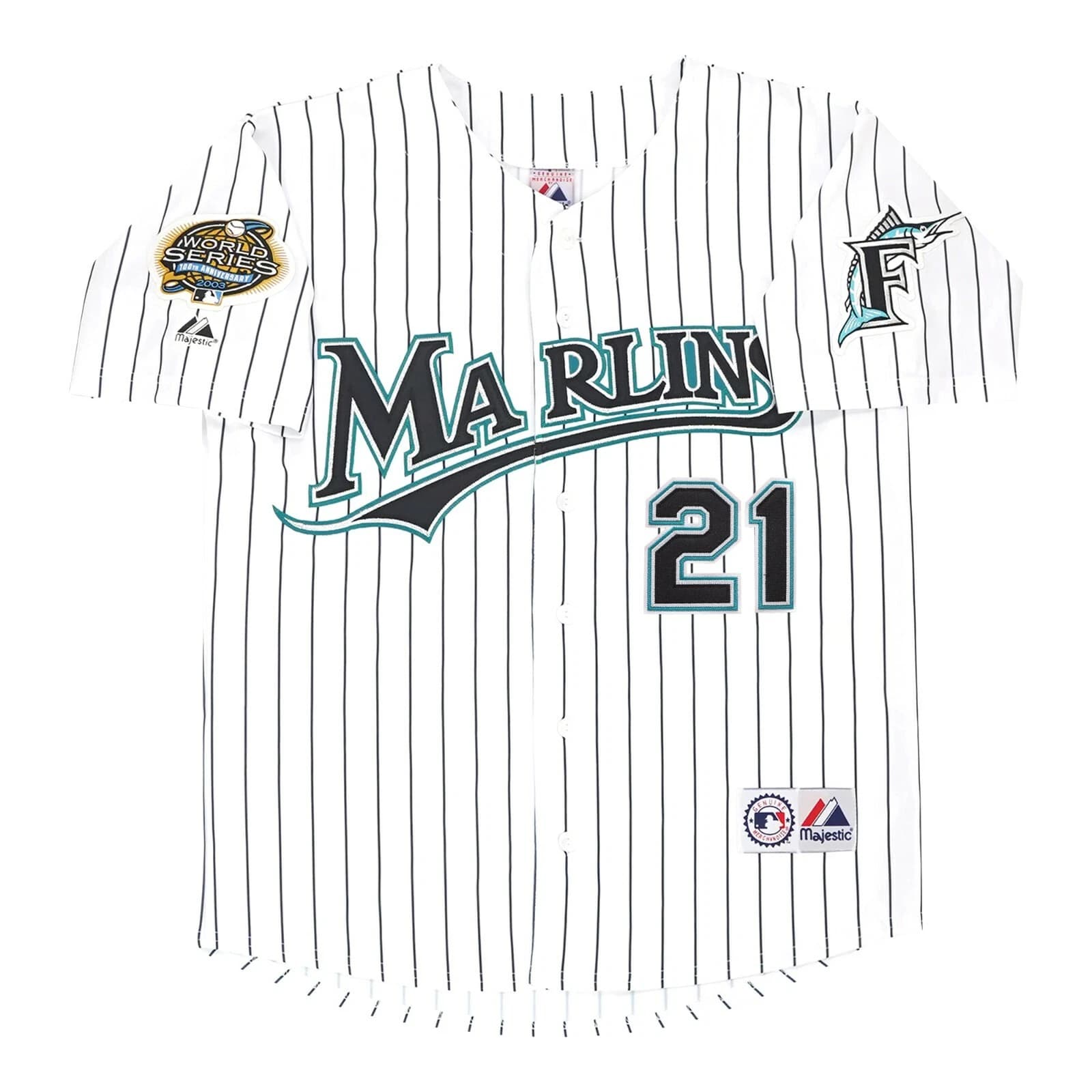 Josh Beckett 2003 Florida Marlins World Series Men's Home White Jersey