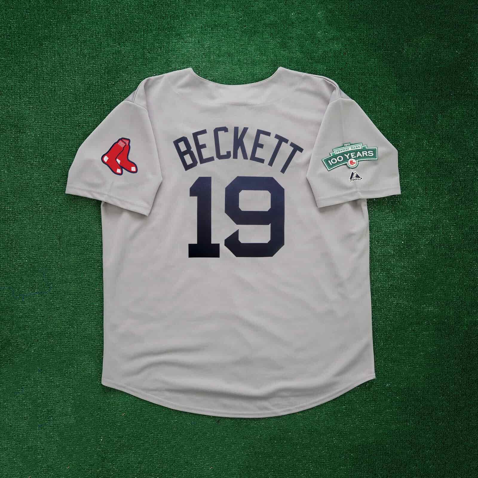 Josh Beckett 2012 Boston Red Sox Grey Road Men's Jersey w Fenway 100th Patch