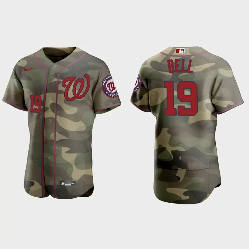 Josh Bell Washington Nationals 2021 National Armed Forces Day Authentic Jersey – Camo