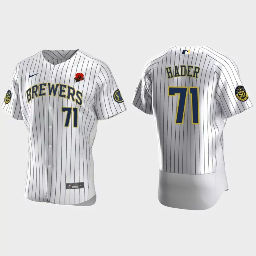 Josh Hader Milwaukee Brewers 2021 Memorial Day Authentic Jersey – White