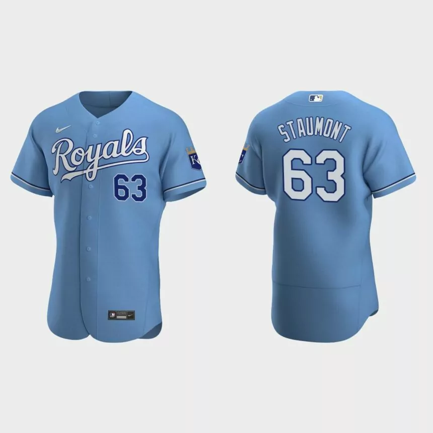 Josh Staumont #63 Kansas City Royals Authentic Alternate Jersey – Light Blue