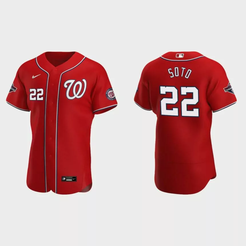 Juan Soto #22 Washington Nationals Scarlet Authentic Patch 2020 Alternate Jersey