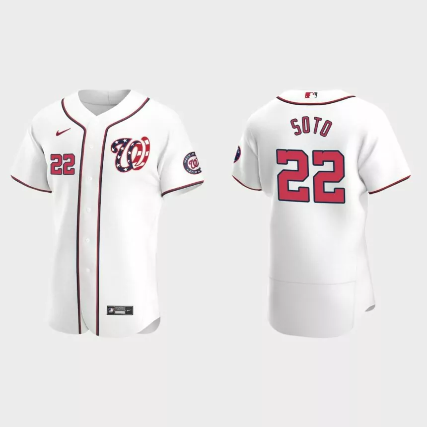 Juan Soto #22 Washington Nationals White Authentic Team Logo 2020 Alternate Jersey