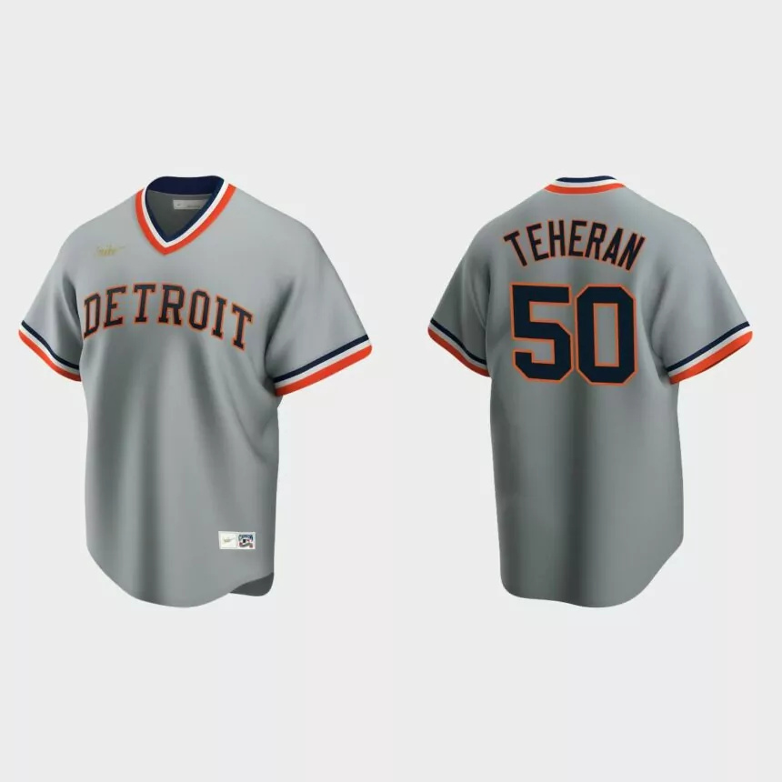 Julio Teheran #50 Detroit Tigers Cooperstown Collection Jersey – Gray.jpg