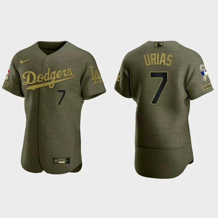 Julio Urias Los Angeles Dodgers 2021 Salute to Service Digital Camo Jersey – Green