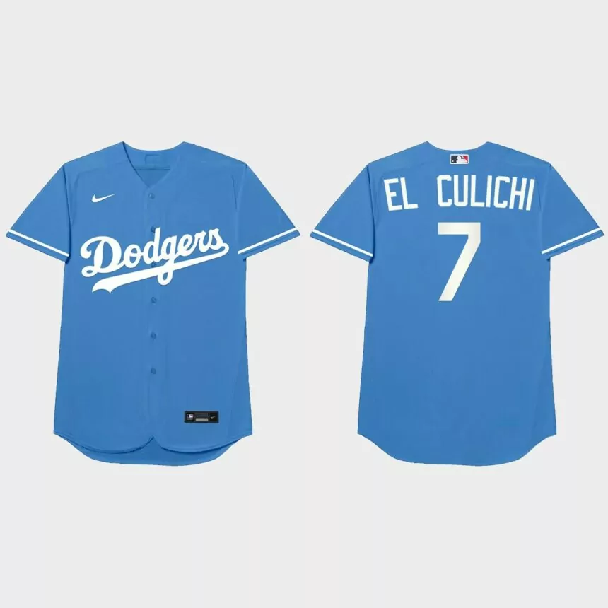 Julio Urias Nickname Dodgers 2021 Players’ Weekend El Culichi Jersey – Royal
