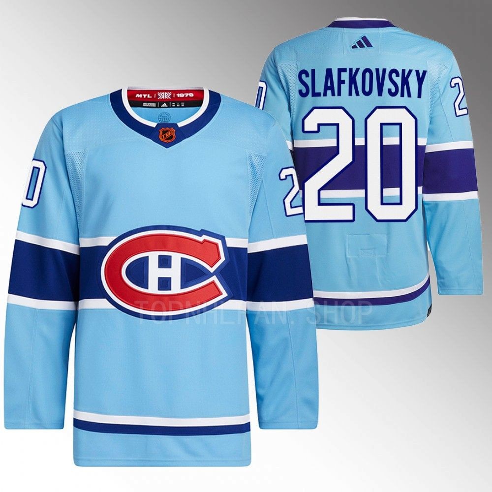 Juraj Slafkovsky 2022 Montreal Canadiens Blue Reverse Retro 2.0 Authentic Primegreen Jersey