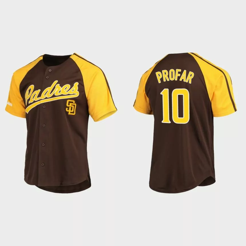 Jurickson Profar San Diego Padres Replica Button-Down Raglan Jersey – Brown