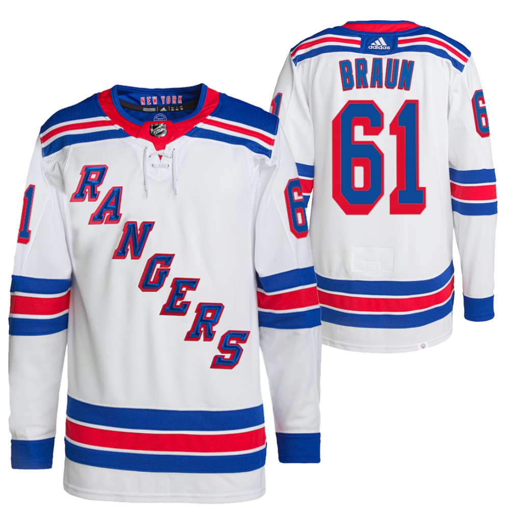 Justin Braun New York Rangers White Away Primegreen Authentic Pro Jersey