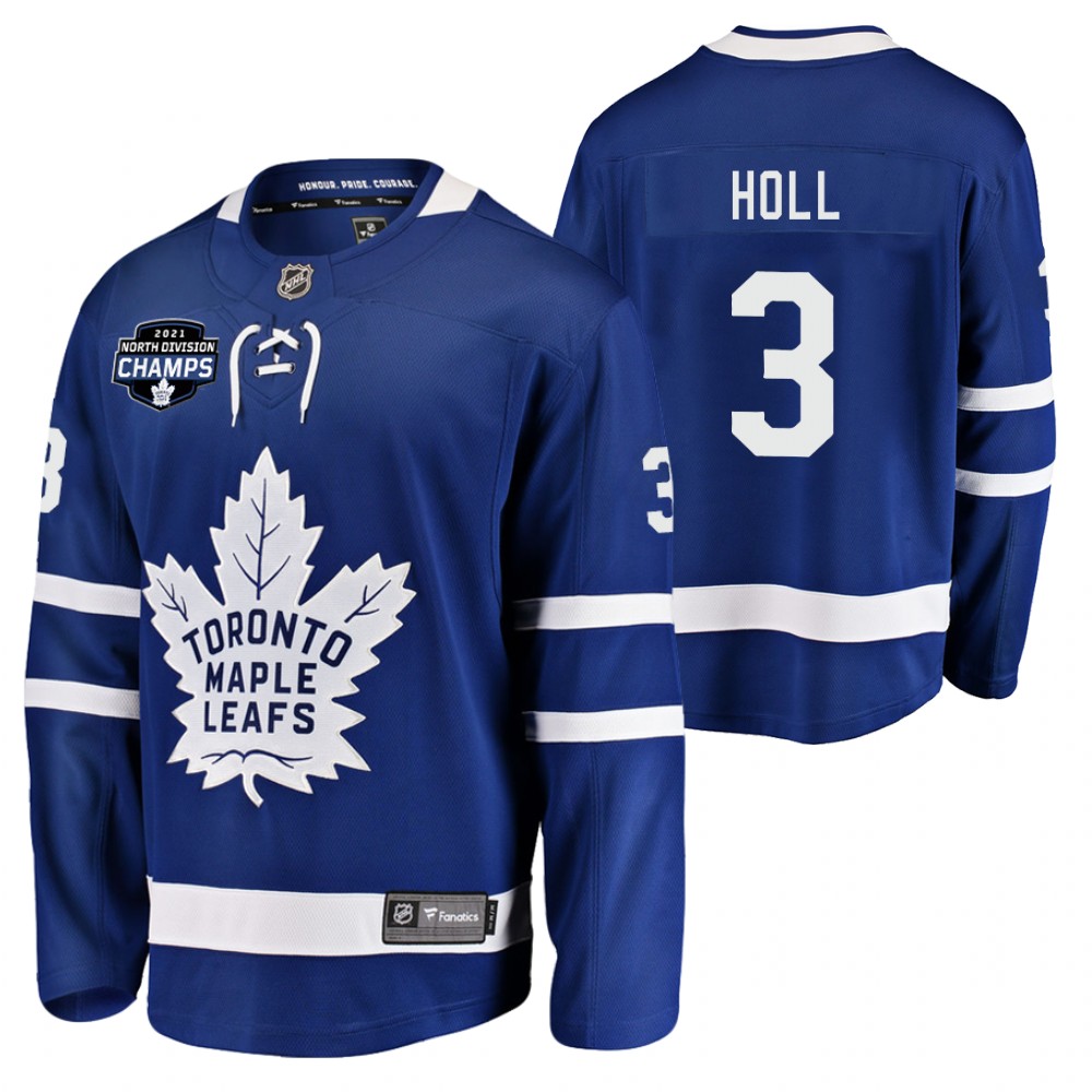 Justin Holl Maple Leafs 2021 North Division Champions Blue Jersey No.1 seed