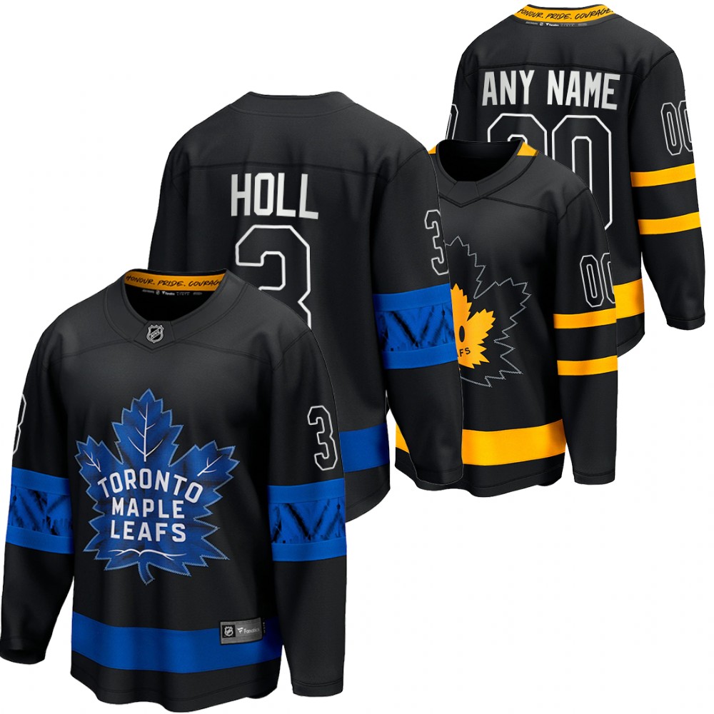 Justin Holl Maple Leafs drew house Alternate Reversible Black Premier Jersey