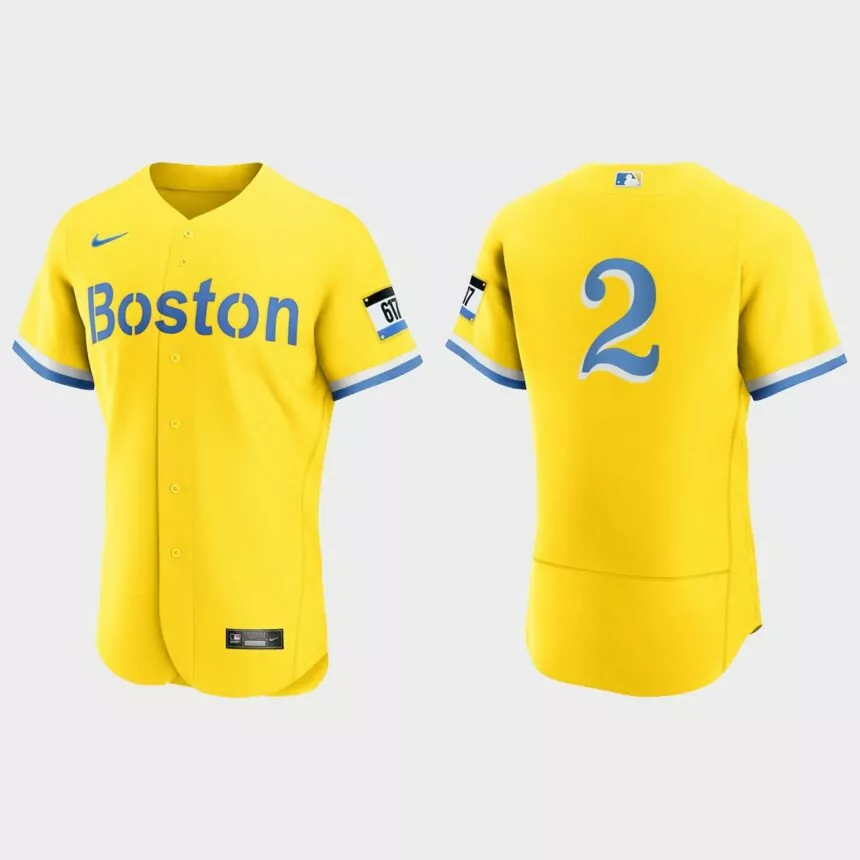 Justin Turner Boston Red Sox City Connect Authentic Jersey – Gold Light Blue