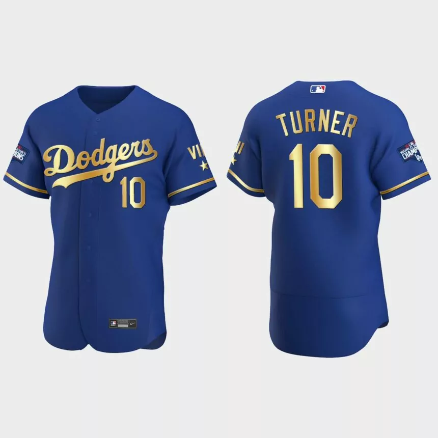Justin Turner Los Angeles Dodgers 2021 Gold Program World Series Champions Jersey – Royal