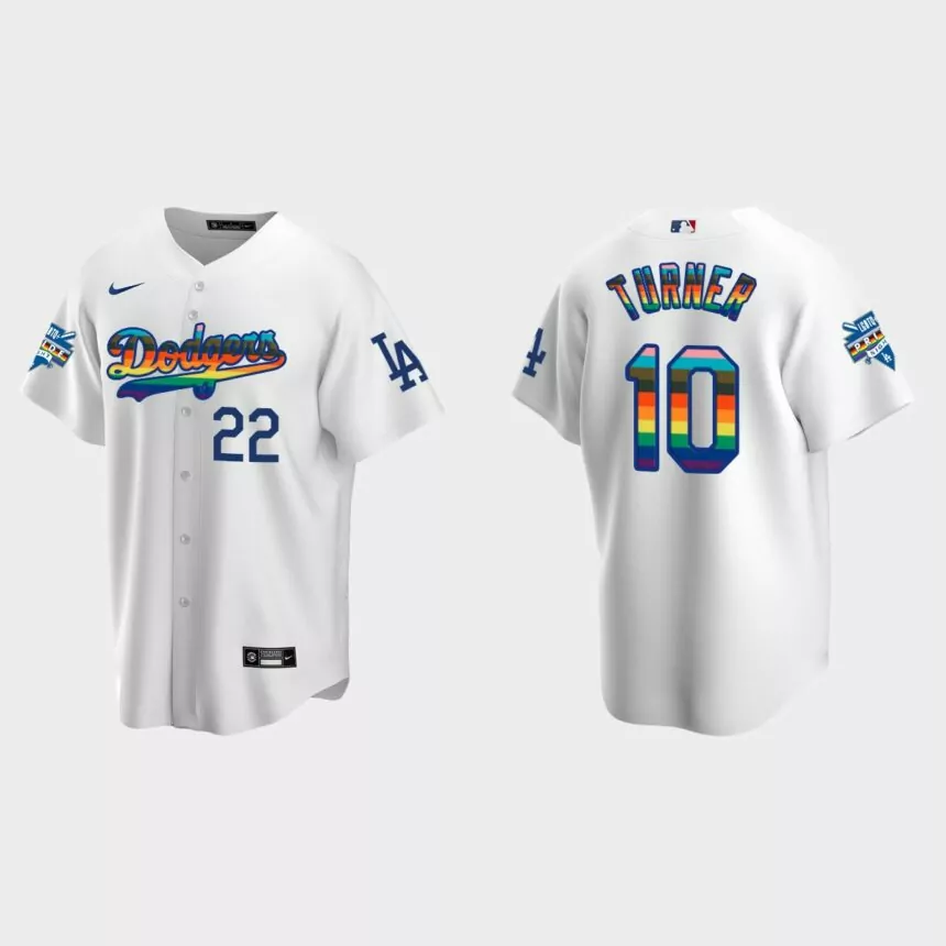 Justin Turner Los Angeles Dodgers 2022 Pride Night LGBTQ Replica Jersey – White