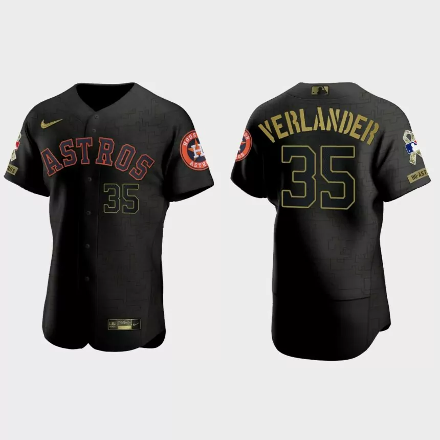 Justin Verlander Houston Astros 2021 Salute to Service Jersey – All Black
