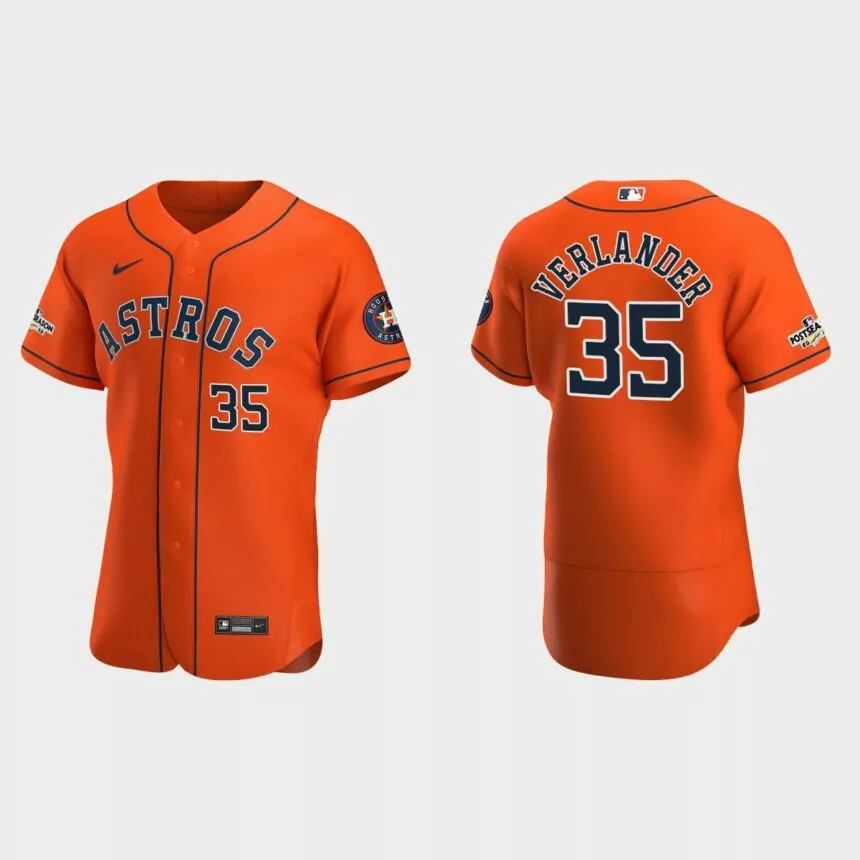 Justin Verlander Houston Astros 2022 Postseason Authentic Jersey – Orange