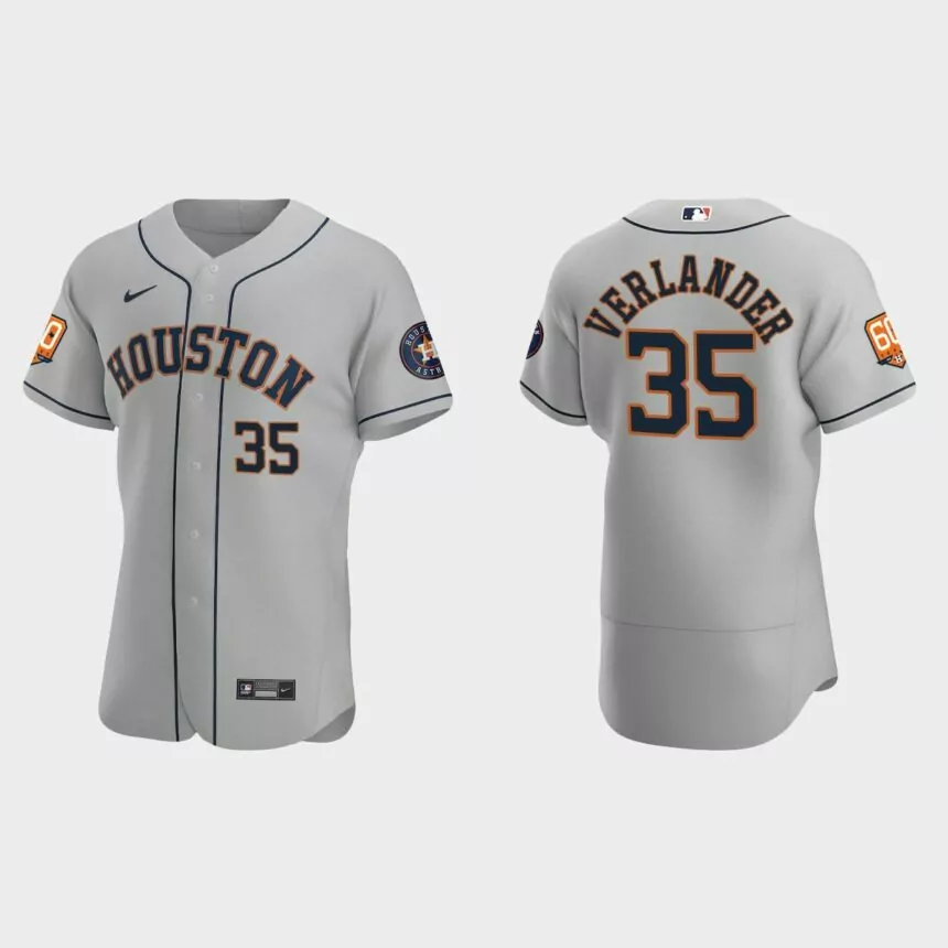 Justin Verlander Houston Astros 60th Anniversary Authentic Jersey – Gray