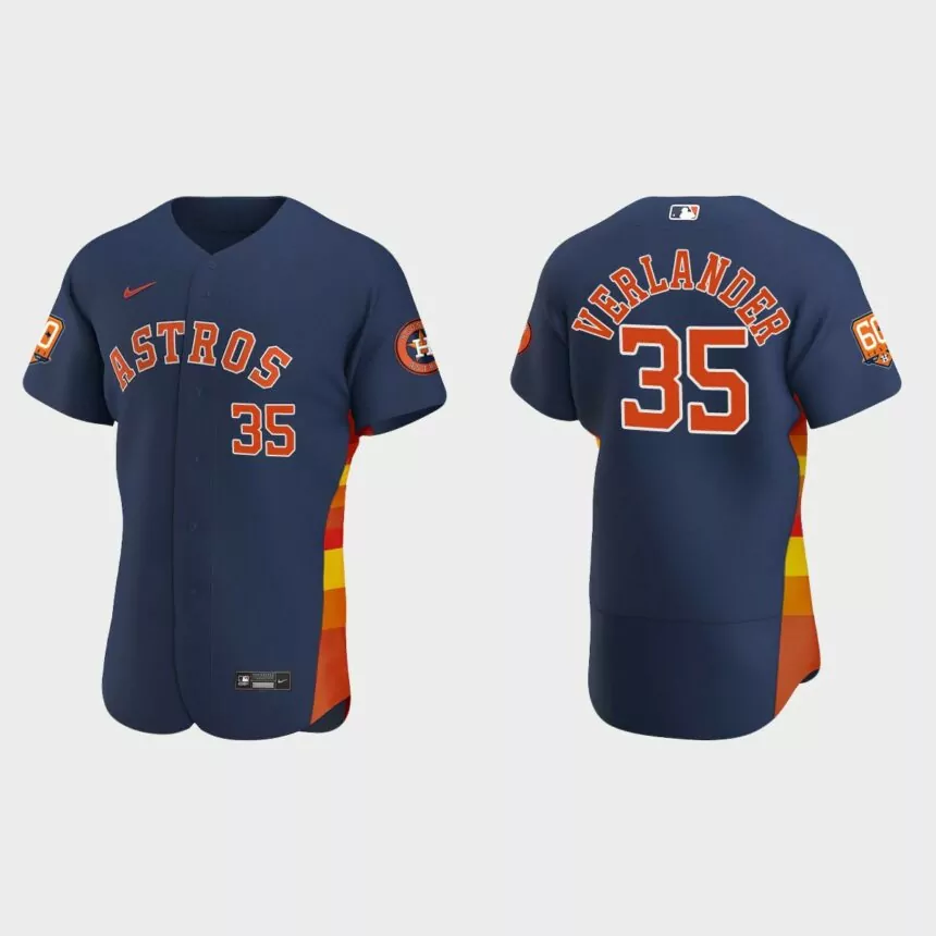 Justin Verlander Houston Astros 60th Anniversary Authentic Jersey – Navy