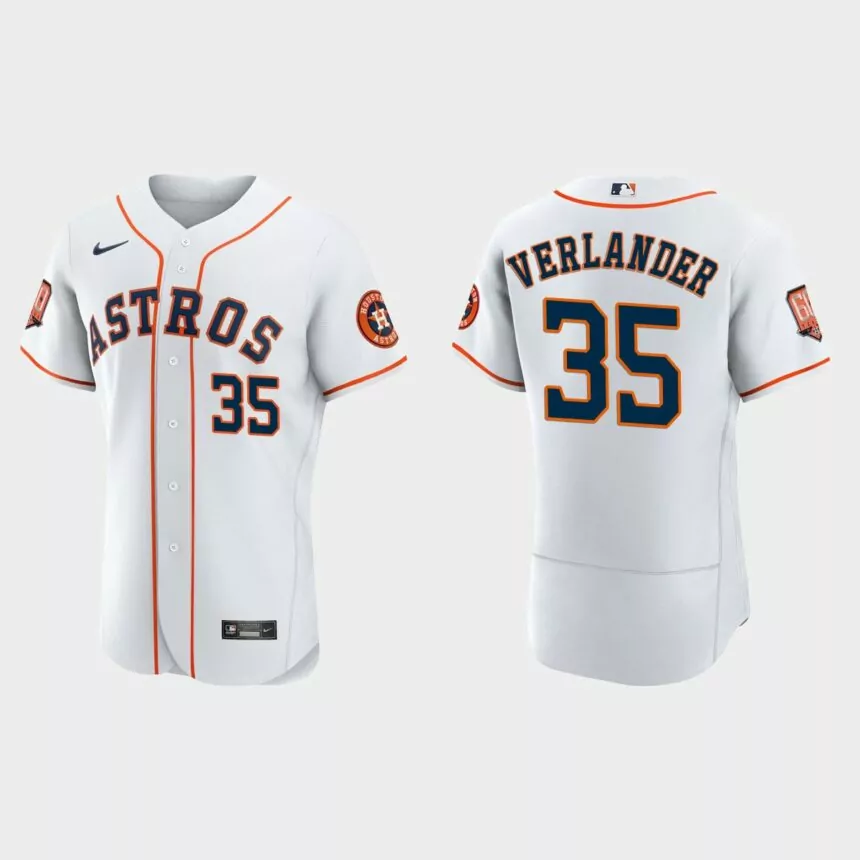 Justin Verlander Houston Astros 60th Anniversary Authentic Jersey – White