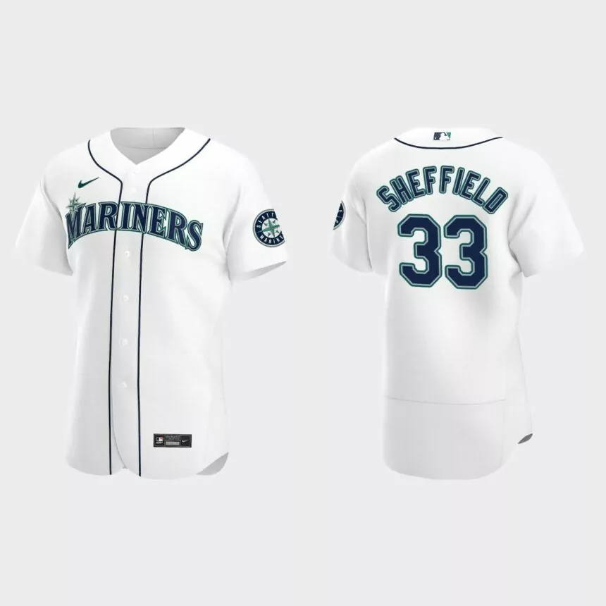 Justus Sheffield #33 Seattle Mariners Authentic Home Jersey – White