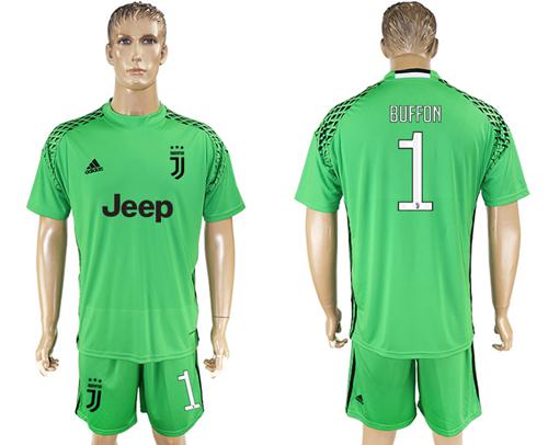 Juventus #1 Buffon Green Goalkeeper Soccer Club Jersey