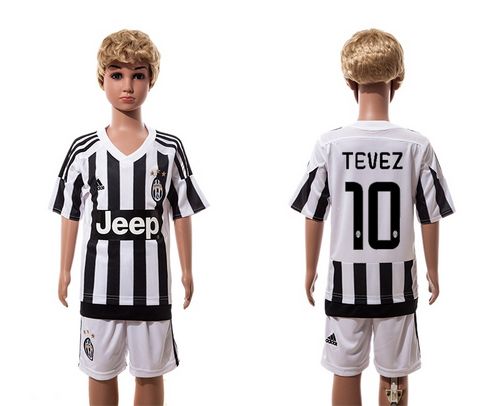 Juventus #10 Tevez Home Kid Soccer Club Jersey