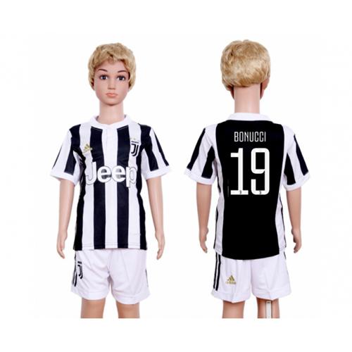 Juventus #19 Bonucci Home Kid Soccer Club Jersey