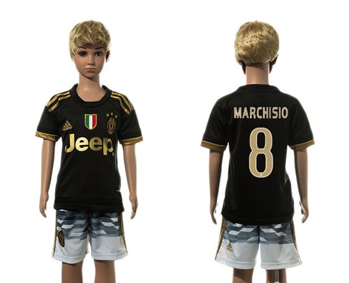 Juventus #8 Marchisio Black Kid Soccer Club Jersey