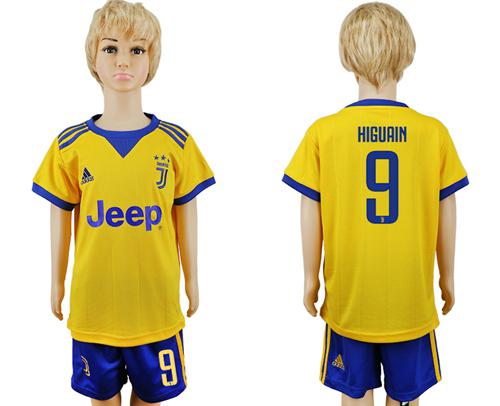 Juventus #9 Higuain Away Kid Soccer Club Jersey