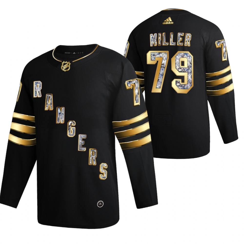 K'Andre Miller Rangers #79 Black Diamond Edition 2022 Stanley Cup Playoffs Jersey