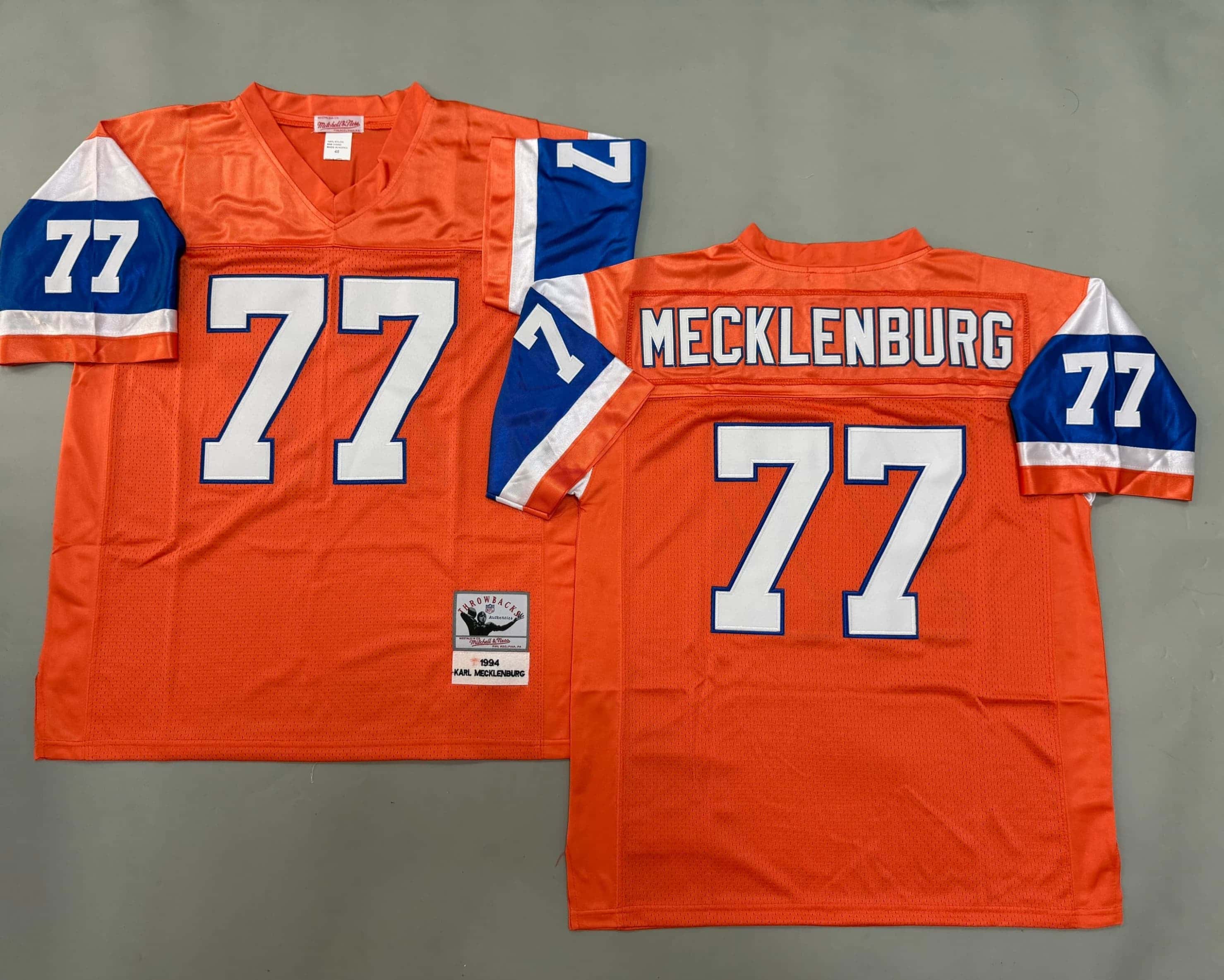 KARL MECKLENBURG #77 XXXL BRONCOS THROWBACK   JERSEY