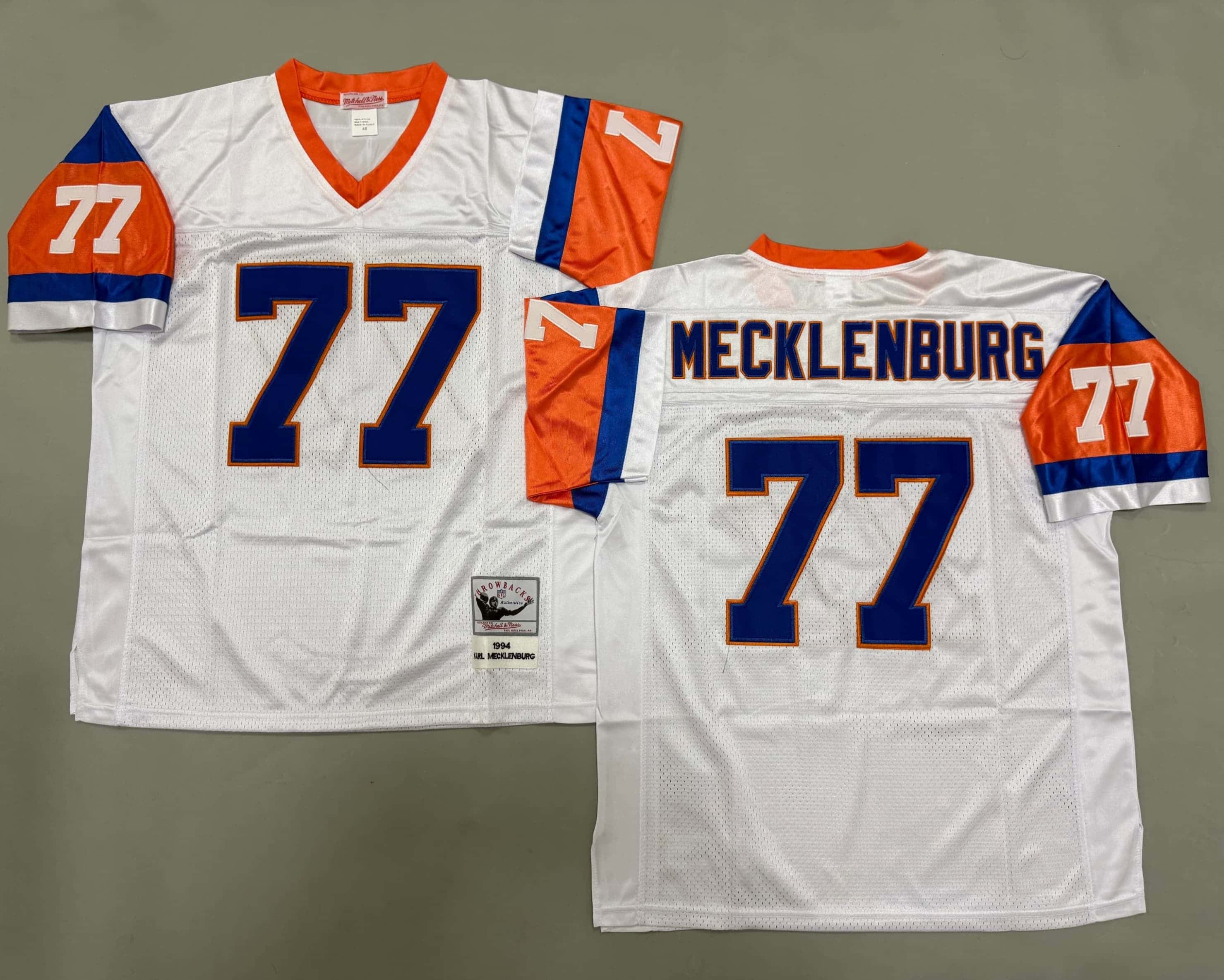 KARL MECKLENBURG #77 XXXL BRONCOS THROWBACK  JERSEY