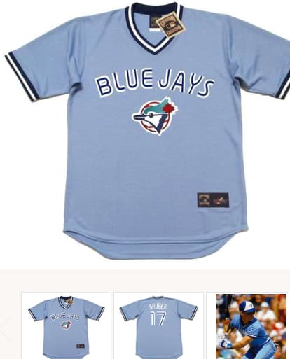 KELLY GRUBER Toronto Blue Jays 1988 Majestic Cooperstown Away Baseball Jersey