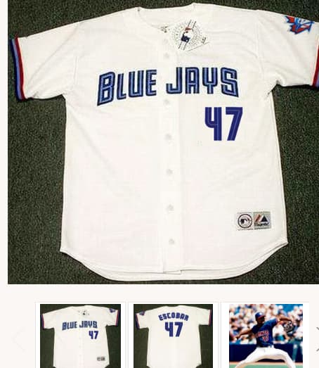 KELVIM ESCOBAR Toronto Blue Jays 1999 Majestic Throwback Home Baseball Jersey