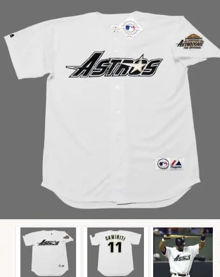 KEN CAMINITI Houston Astros 1994 Majestic Throwback Home Baseball Jersey