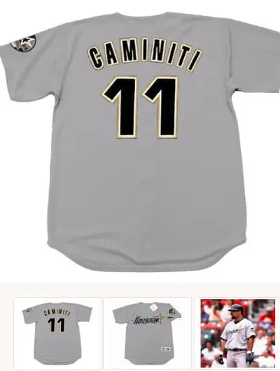 KEN CAMINITI Houston Astros 1999 Away Majestic Baseball Throwback Jersey