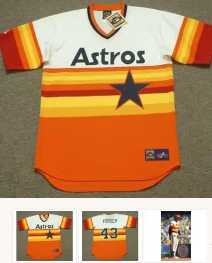 KEN FORSCH Houston Astros 1980 Majestic Cooperstown Throwback Baseball Jersey