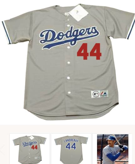 KEN LANDREAUX Los Angeles Dodgers 1982 Majestic Throwback Away Baseball Jersey