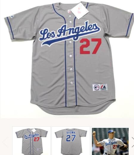 KEVIN BROWN Los Angeles Dodgers 1999 Majestic Throwback Away Baseball Jersey