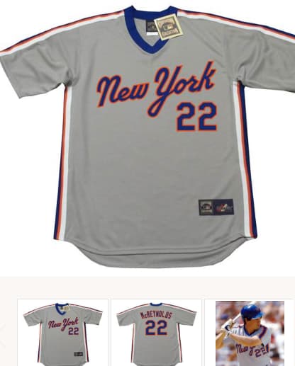 KEVIN McREYNOLDS New York Mets 1987 Majestic Cooperstown Away Baseball Jersey