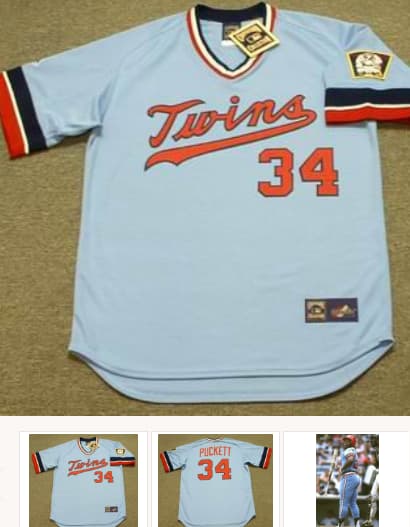 KIRBY PUCKETT Minnesota Twins 1984 Away Majestic Throwback Baseball Jersey