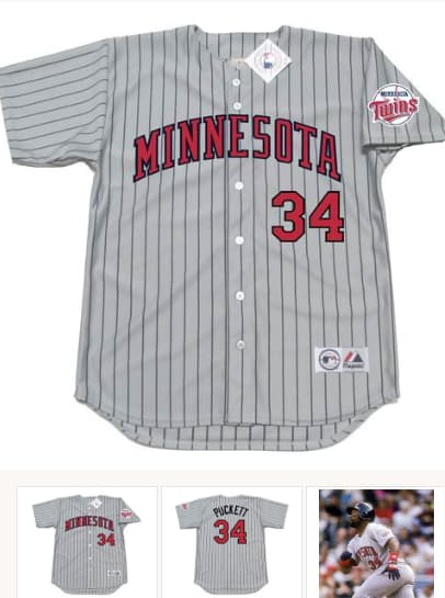 KIRBY PUCKETT Minnesota Twins 1991 Away Majestic Baseball Throwback Jersey