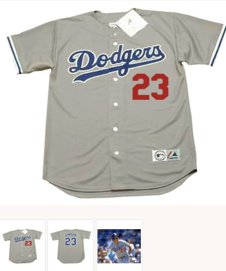 KIRK GIBSON Los Angeles Dodgers 1988 Away Majestic Throwback Baseball Jersey